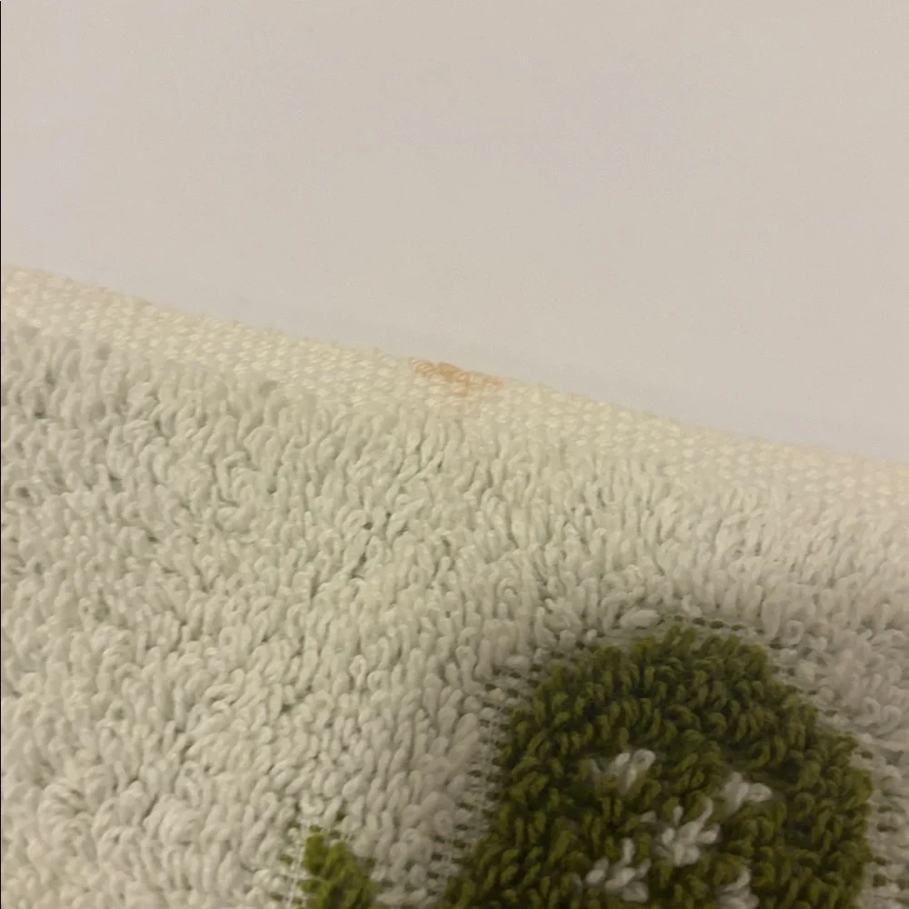 Vintage SEARS Royal Touch Hand Towels Green And White Cotton Mid Century Retro